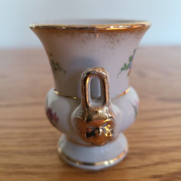 M Elfinware Germany Urn Shaped Mini Bud Vase Flowers With Gold Trim Bottom Stamp - Picture 5 of 10